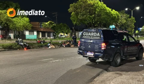 Motoqueiros causam colisão em avenida de Manaus e são detidos pela Guarda Municipal com placas adulteradas durante ‘rolezinho’