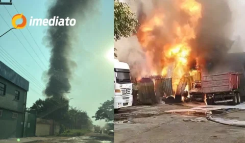 VÍDEOS: Incêndio de grandes proporções destrói depósito de veículos no bairro Tarumã