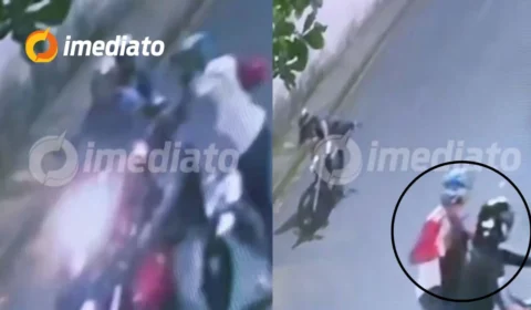VÍDEO: Casal é assaltado por dupla armada em moto vermelha no bairro Adrianópolis, em Manaus