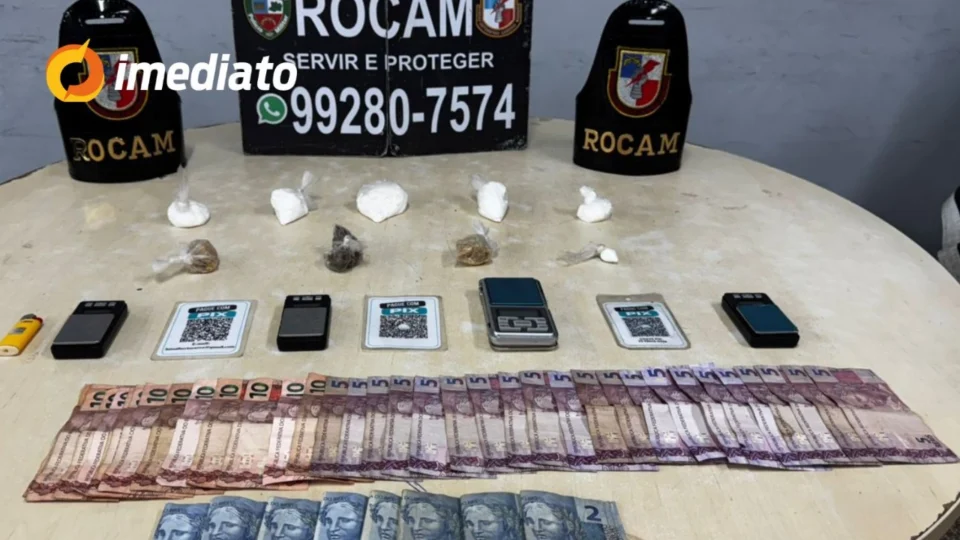ROCAM prende três criminosos com drogas em área de intenso tráfico no bairro Tancredo Neves