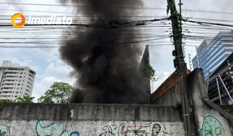 VÍDEO: Incêndio em terreno na Avenida Boulevard Álvaro Maia é provocado por homem que ateou fogo em colchões