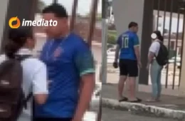 VÍDEO: Homem é flagrado agredindo a namorada e destruindo o celular dela durante discussão