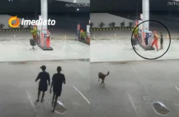 VÍDEO: Criminosos abordam funcionário e roubam celular e dinheiro em posto de combustível no bairro Tarumã