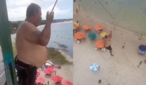 Veja: Corda de tirolesa “tora”e homem cai de altura de 5 metros em Lagoa do Carcará