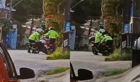 Agentes de trânsito agridem homem suspeito de furto de fios no bairro São Francisco