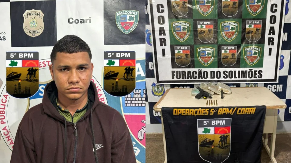 Conhecido por pirataria de rio, Vitinho do Nazaré Pinheiro é preso com pistola e drogas em Coari