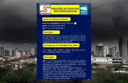 Alerta máximo: chuvas intensas, raios e ventos de até 60 km/h atingem o Amazonas nas próximas horas