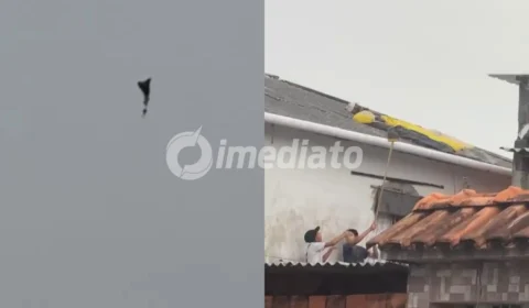 Veja o vídeo: Mochila acoplada a paraquedas despenca do céu e assusta moradores na zona Oeste de Manaus