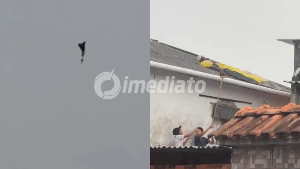 Veja o vídeo: Mochila acoplada a paraquedas despenca do céu e assusta moradores na zona Oeste de Manaus