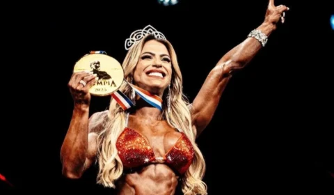 Veja o vídeo: Eduarda Bezerra conquista o título Wellness do Olympia 2025 e mantém hegemonia brasileira na categoria