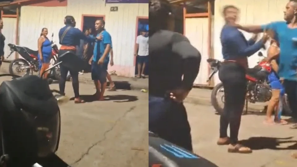 Veja o vídeo: Covarde agride mulher com tapa e chutes em frente a bar em Maraã-AM