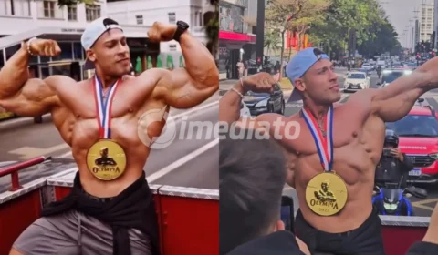 Veja o vídeo: Ramon Dino, campeão do Mr. Olympia 2025, é recebido com festa em São Paulo