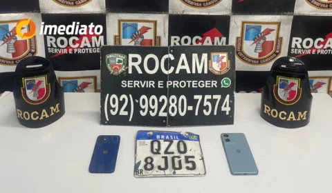 Dupla é presa pela ROCAM com celulares roubados durante patrulhamento no bairro Manoa