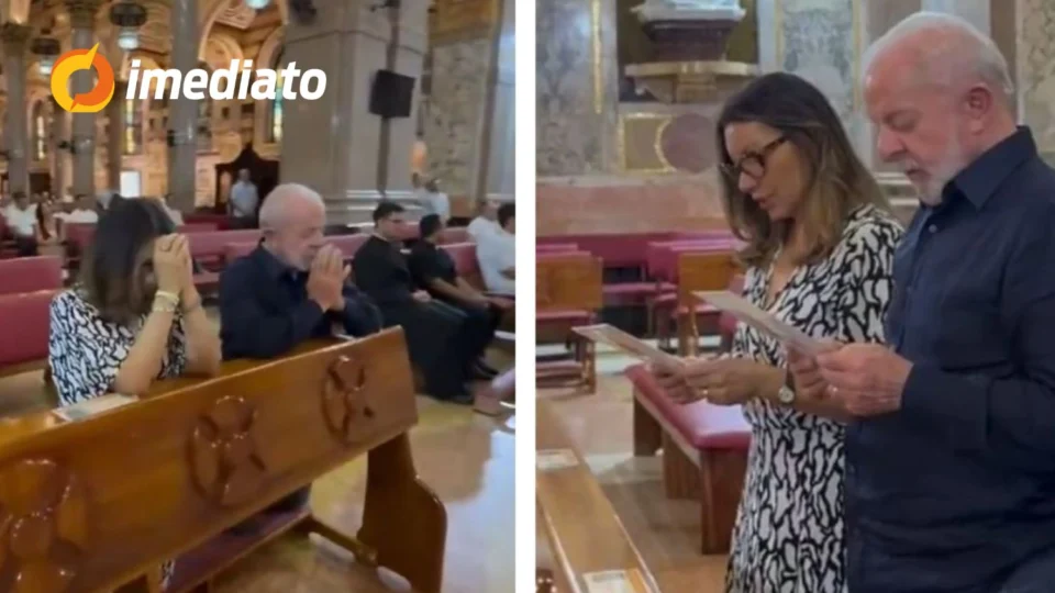 VÍDEO: Lula e Janja rezam em basílica de Belém após avião em que o presidente estava apresentar pane no motor
