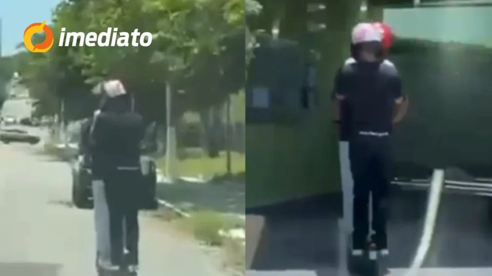 VÍDEO: Casal chama atenção ao chegar de patinete elétrico a motel em Natal