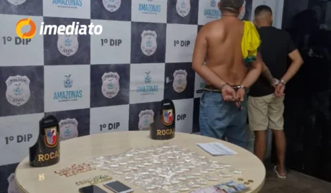 Rocam Motos prende dupla com grande quantidade de drogas durante patrulhamento no Centro de Manaus