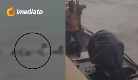 VÍDEO: Nove trabalhadores são resgatados após naufrágio de canoas durante temporal no rio Solimões