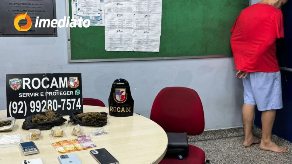 Homem é preso por tráfico de drogas durante operação da ROCAM no bairro São Jorge, em Manaus