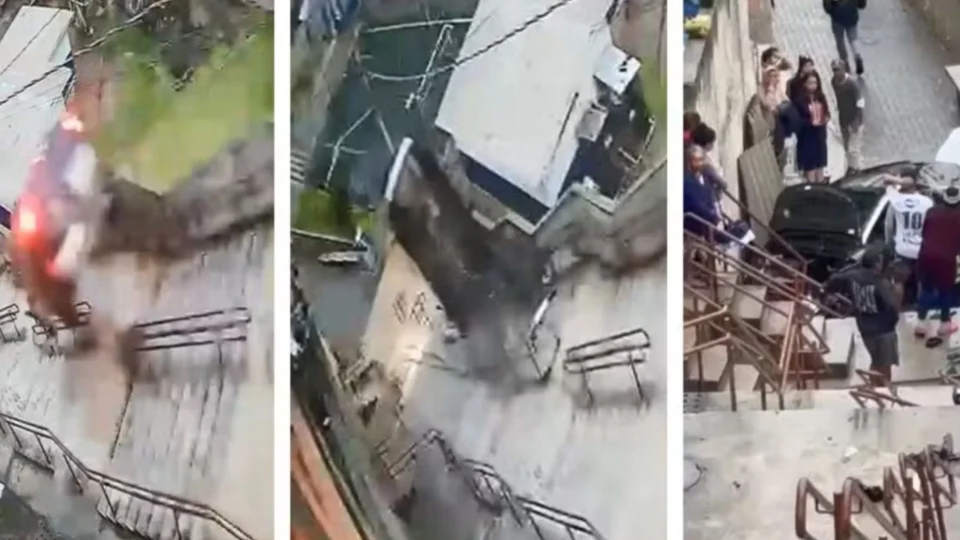 VÍDEO: Câmeras registram carro despencando de escadaria após motorista passar mal