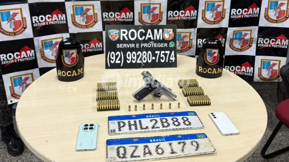 ROCAM impede compra ilegal de arma e prende dois homens com pistola e munições no bairro Compensa