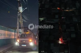 Casal fica gravemente ferido após fio de alta tensão se romper e provocar apagão no bairro Nova Esperança