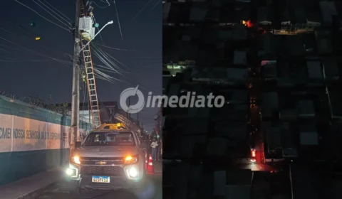 Casal fica gravemente ferido após fio de alta tensão se romper e provocar apagão no bairro Nova Esperança