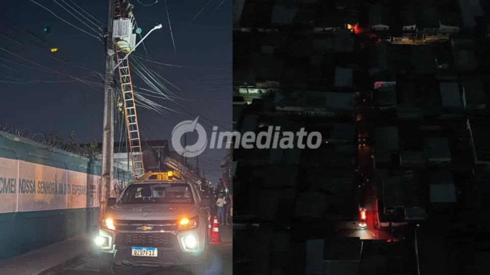 Casal fica gravemente ferido após fio de alta tensão se romper e provocar apagão no bairro Nova Esperança