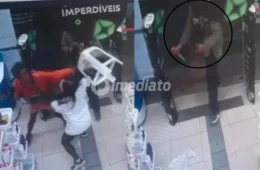 VÍDEO: Funcionária enfrenta casal armado com facas usando banco de plástico durante assalto