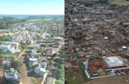 Veja o antes e depois de Rio Branco do Iguaçu, onde tornado destruiu 90% da cidade no Paraná