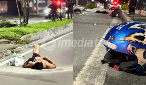 Veja o vídeo: Motociclista de app atinge catador de latinhas, atravessa pista e morre após colisão  contra veículo na Av. Efigênio Sales