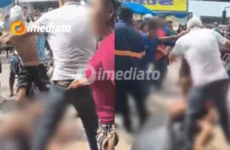 VÍDEO: Homem é espancado após ser acusado de filmar partes íntimas de adolescente em frente a supermercado em Manaus