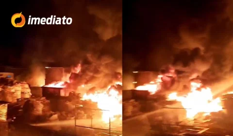 VÍDEO: Imagens mostram chamas tomando conta das instalações de empresa de reciclagem em Manaus