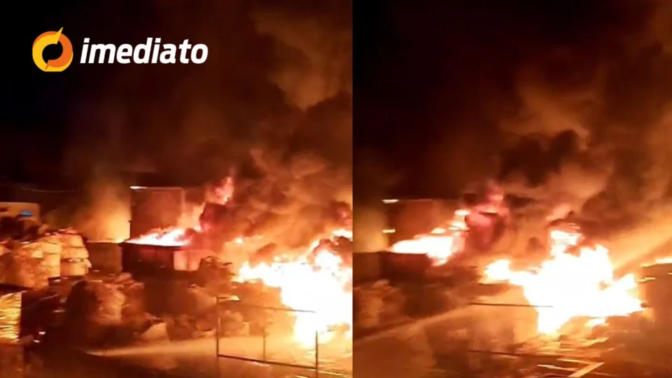 VÍDEO: Imagens mostram chamas tomando conta das instalações de empresa de reciclagem em Manaus