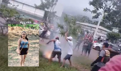 Imagens fortes: Mulher morre após ser atingida por cabo de alta tensão derrubado por queda de árvore na AM-070