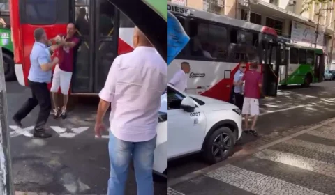 Veja o vídeo: motorista de ônibus e pedestre saem na mão após discussão por causa da faixa de pedestres