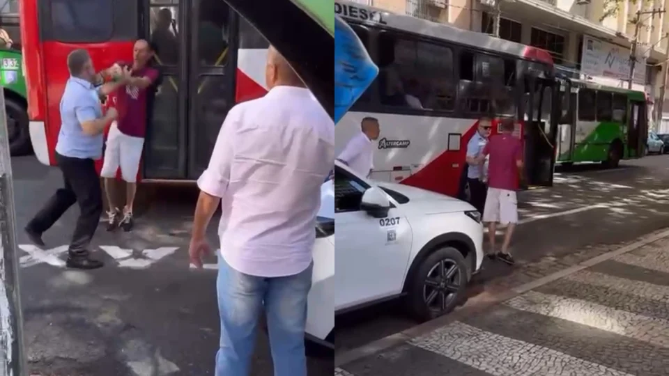 Veja o vídeo: motorista de ônibus e pedestre saem na mão após discussão por causa da faixa de pedestres