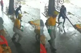 VÍDEO: Gari é agredido por criminoso com pedaço de madeira após impedir roubo de bicicleta