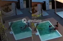 VEJA: Vídeo mostra momento em que pai evita tragédia e salva filhos de afogamento em piscina