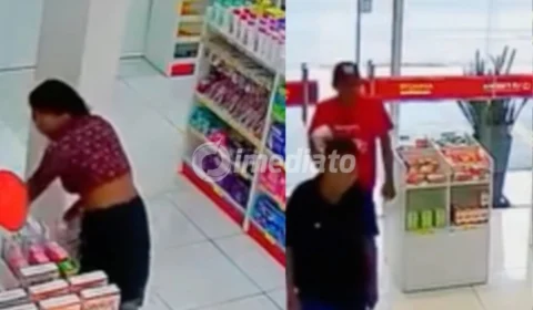 VÍDEO: Trio criminoso invade drogaria e enche sacolas durante ‘arrastão’ no bairro Cidade Nova