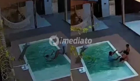 VEJA: Vídeo mostra momento em que pai evita tragédia e salva filhos de afogamento em piscina