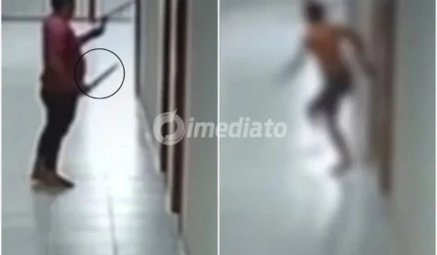 VÍDEO: Homem invade hotel armado com facão e ataca rival em quarto no Pará