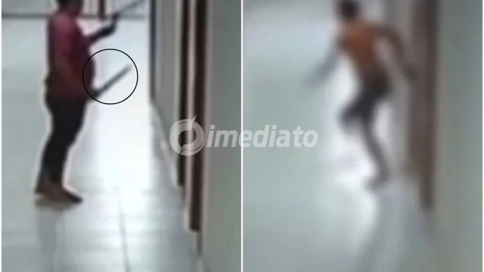 VÍDEO: Homem invade hotel armado com facão e ataca rival em quarto no Pará