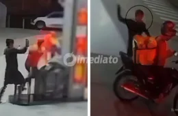 VEJA VÍDEO: Criminoso esfaqueia frentista e entregador em posto de combustíveis no bairro Zumbi