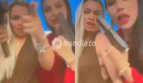 VÍDEO: Blogueira gera polêmica ao dançar com arma ao lado de suposta esposa de traficante no bairro Compensa
