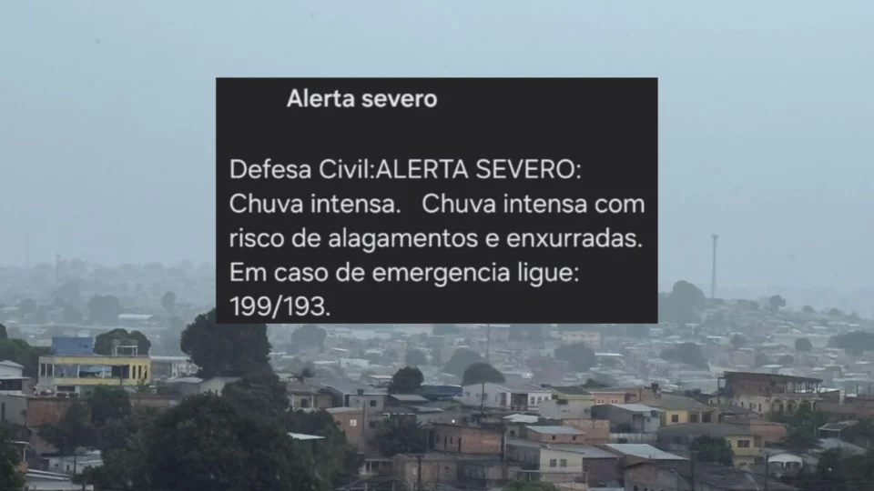 Alerta de chuva intensa é emitido para Manaus, com risco de alagamentos em áreas vulneráveis