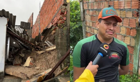 Veja o vídeo: Morador chora ao relatar desabamento da própria casa após forte chuva no Cidade de Deus