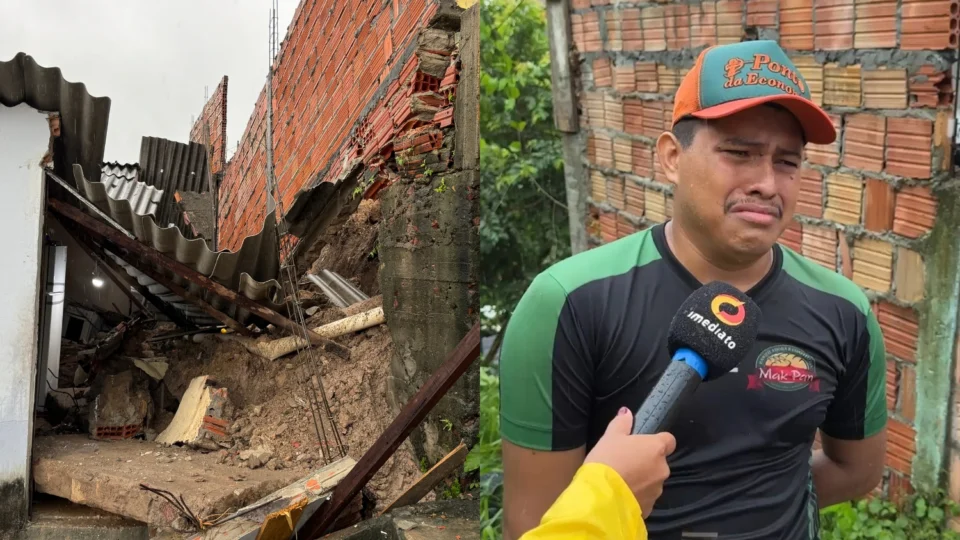 Veja o vídeo: Morador chora ao relatar desabamento da própria casa após forte chuva no Cidade de Deus