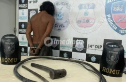 Foragido da Justiça é preso em flagrante furtando fios de energia na Avenida Cosme Ferreira