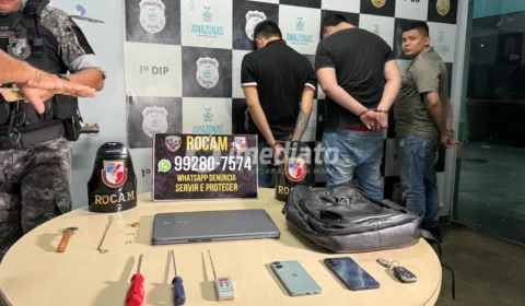 Rocam prende três suspeitos por furtos a veículos com uso de dispositivo “chapolin” na zona oeste de Manaus