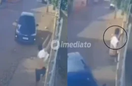 VÍDEO: Mulher bate carro em muro após tentar atropelar o companheiro no bairro Jóquei Clube, em Boa Vista